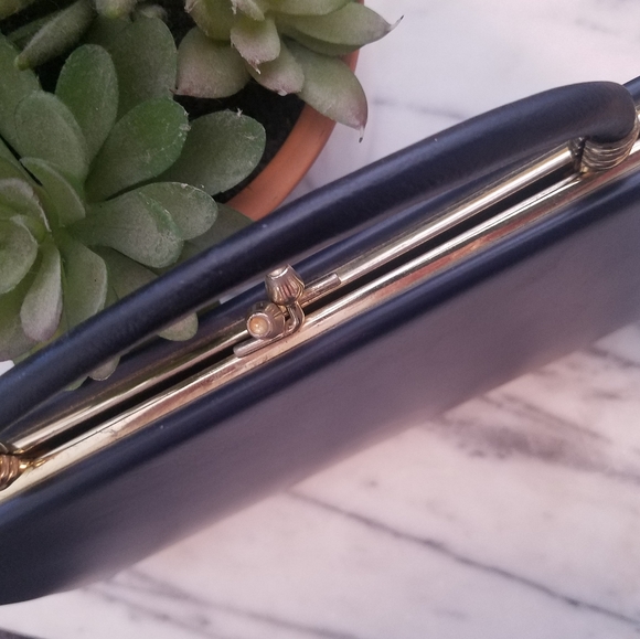 Vintage HL USA Harry Levine | Small Navy Blue Clutch Purse - Picture 2 of 10